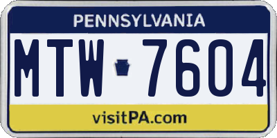 PA license plate MTW7604