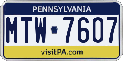 PA license plate MTW7607