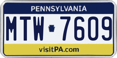 PA license plate MTW7609