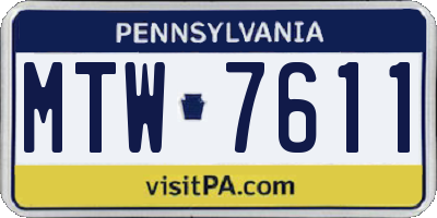 PA license plate MTW7611