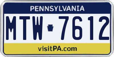 PA license plate MTW7612
