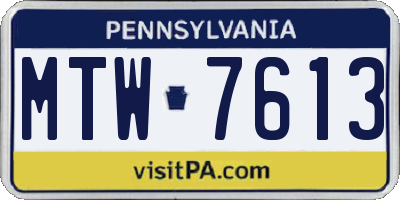 PA license plate MTW7613