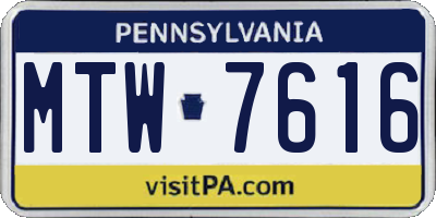 PA license plate MTW7616
