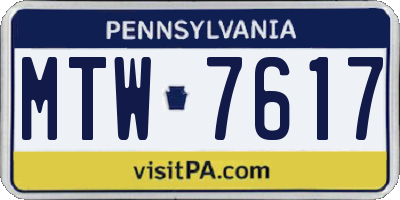 PA license plate MTW7617