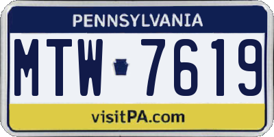 PA license plate MTW7619