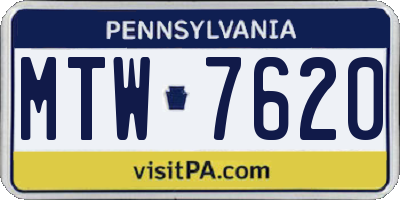 PA license plate MTW7620