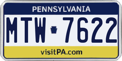 PA license plate MTW7622