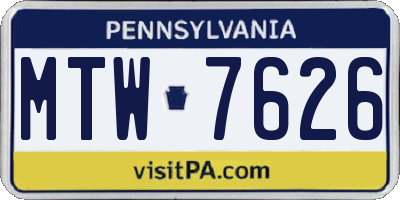 PA license plate MTW7626