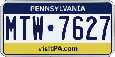 PA license plate MTW7627