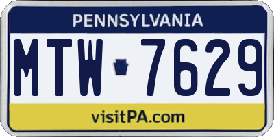 PA license plate MTW7629