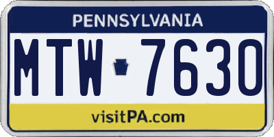 PA license plate MTW7630