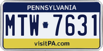 PA license plate MTW7631
