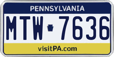 PA license plate MTW7636