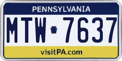 PA license plate MTW7637