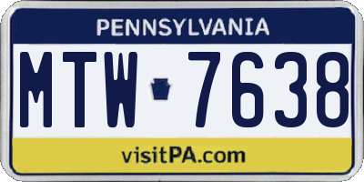 PA license plate MTW7638