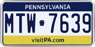 PA license plate MTW7639