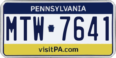 PA license plate MTW7641