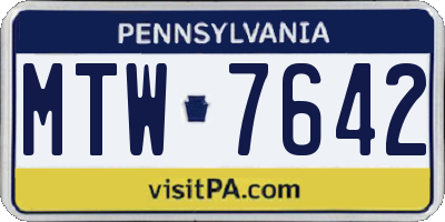 PA license plate MTW7642