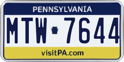 PA license plate MTW7644