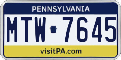 PA license plate MTW7645