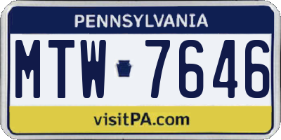 PA license plate MTW7646