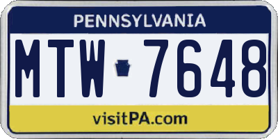 PA license plate MTW7648