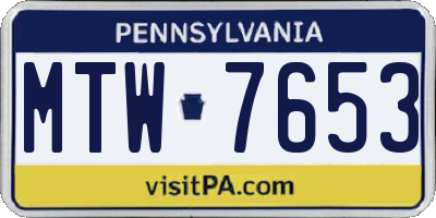 PA license plate MTW7653