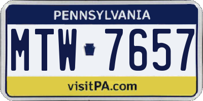 PA license plate MTW7657