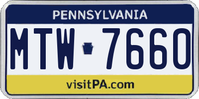 PA license plate MTW7660
