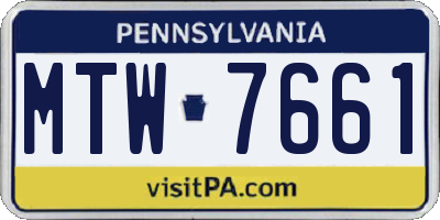 PA license plate MTW7661