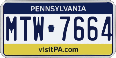 PA license plate MTW7664