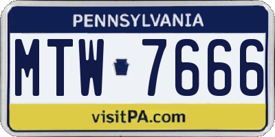 PA license plate MTW7666