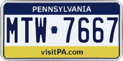 PA license plate MTW7667