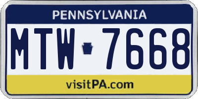 PA license plate MTW7668