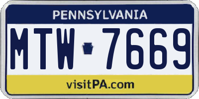 PA license plate MTW7669