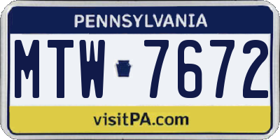PA license plate MTW7672
