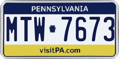 PA license plate MTW7673