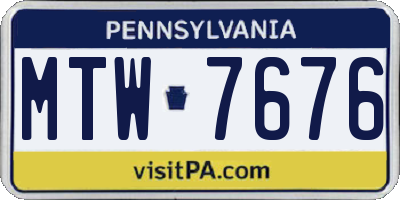 PA license plate MTW7676