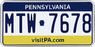 PA license plate MTW7678