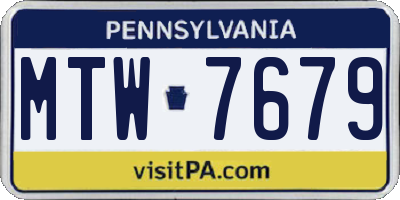 PA license plate MTW7679