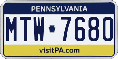 PA license plate MTW7680