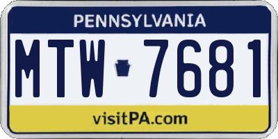 PA license plate MTW7681