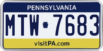PA license plate MTW7683