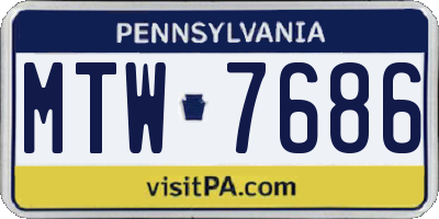 PA license plate MTW7686