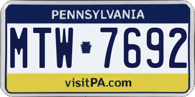 PA license plate MTW7692