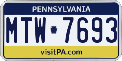 PA license plate MTW7693