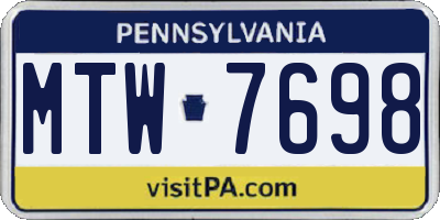 PA license plate MTW7698