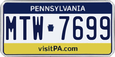 PA license plate MTW7699
