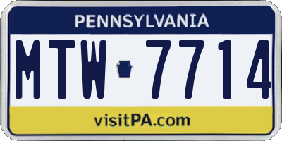 PA license plate MTW7714