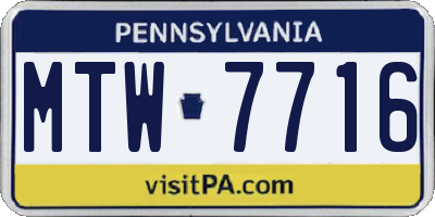PA license plate MTW7716